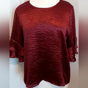STYLE ME SATIN RUBY RED BLOUSE SZ LARGE